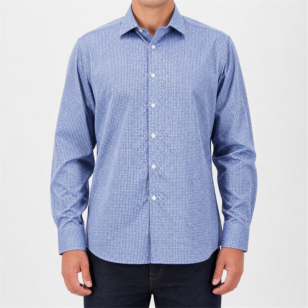 Hart Schaffner Marx Shirt Mens Large Gingham Floral Button Down Casual Dress Wor